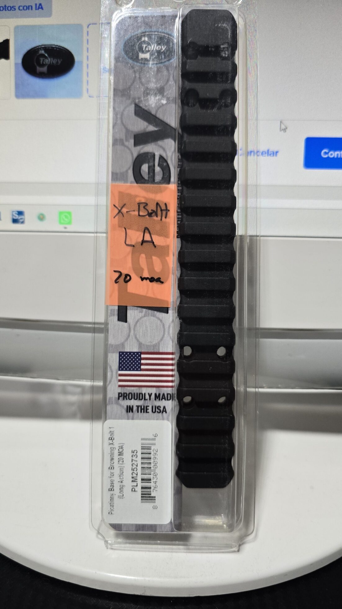 Base Picatinny Para Browning X-Bolt Accion Larga 20 Moa Talley - Image 2
